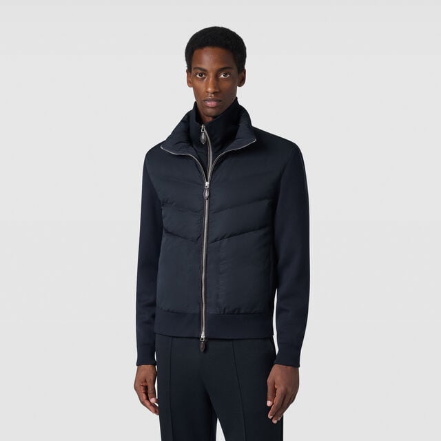 Wool & Nylon Mix Material Blouson, BLUE WINTER NIGHT, hi-res 2
