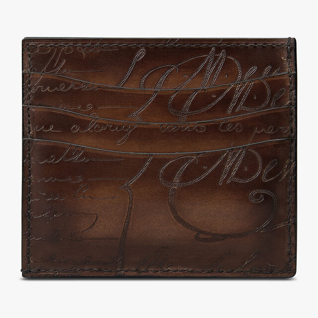 Bambou 6CC Scritto Leather Card Holder, CACAO INTENSO, hi-res 2