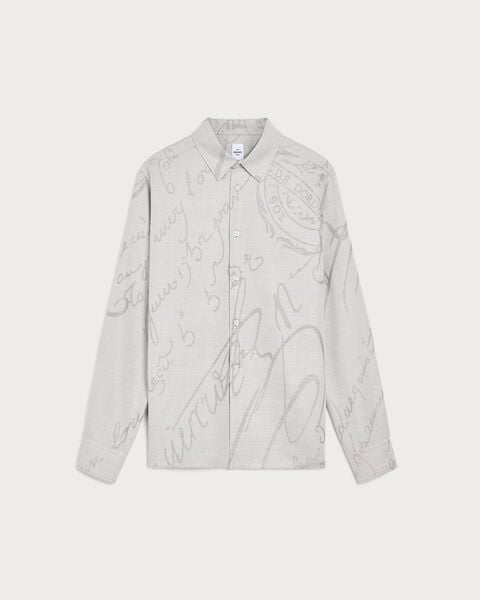 スクリットパターン シャツ, Beige, hi-res