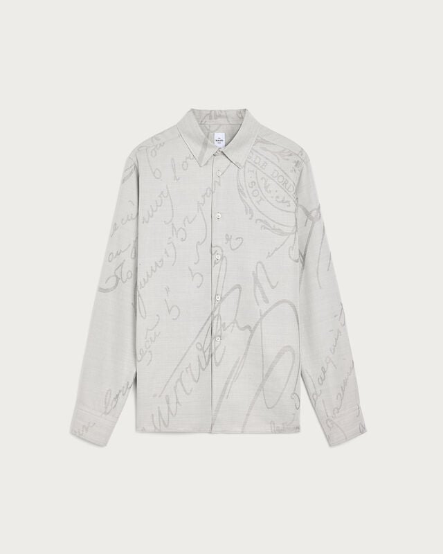 Scritto Pattern Shirt, Beige, hi-res