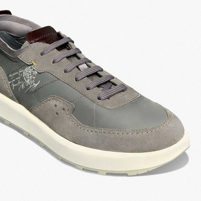 Light Track Suede Calf Leather and Nylon Sneaker, GREY, hi-res 6