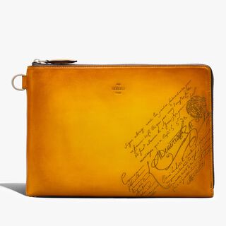 Nino GM Scritto Leather Clutch, MIMOSA, hi-res
