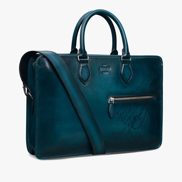 Un Jour Leather Scritto Briefcase, STEEL BLUE, hi-res 2