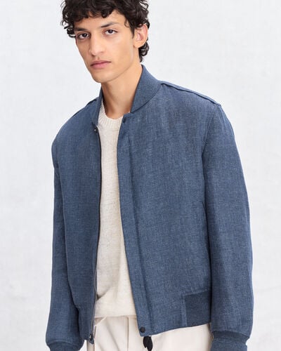 Light Bomber with Leather Details, Soladite Blue, hi-res