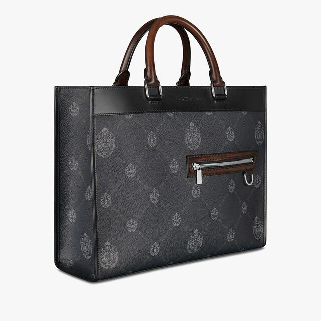 Ulysse Small Canvas And Leather Tote Bag, BLACK + TDM INTENSO, hi-res 3