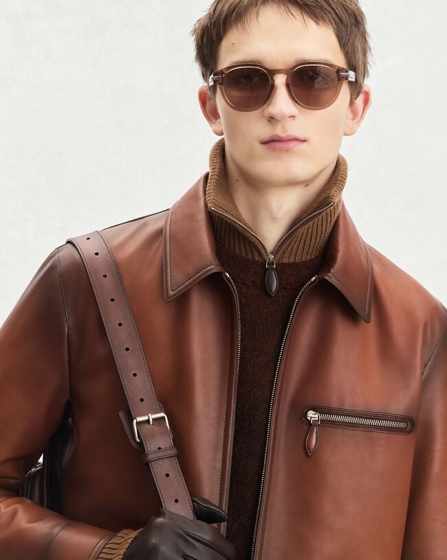 Leather Patina Un Jour Blouson, Cacao Intenso, hi-res