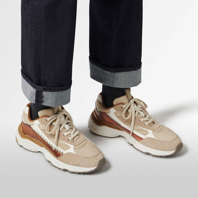 Skyrunning Leather And Nylon Sneaker, DUNE, hi-res 8