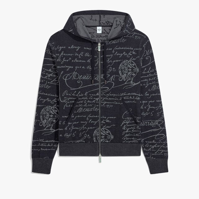 Classic Scritto Zip-Up Hoodie, NAVY/ GREY SCRITTO, hi-res 1