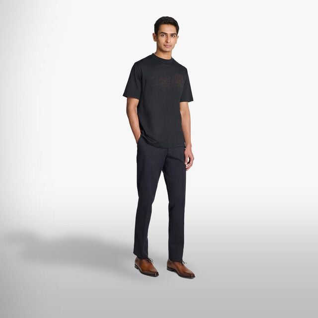 Suede Effect Scritto T-Shirt, COLD NIGHT BLUE, hi-res 4
