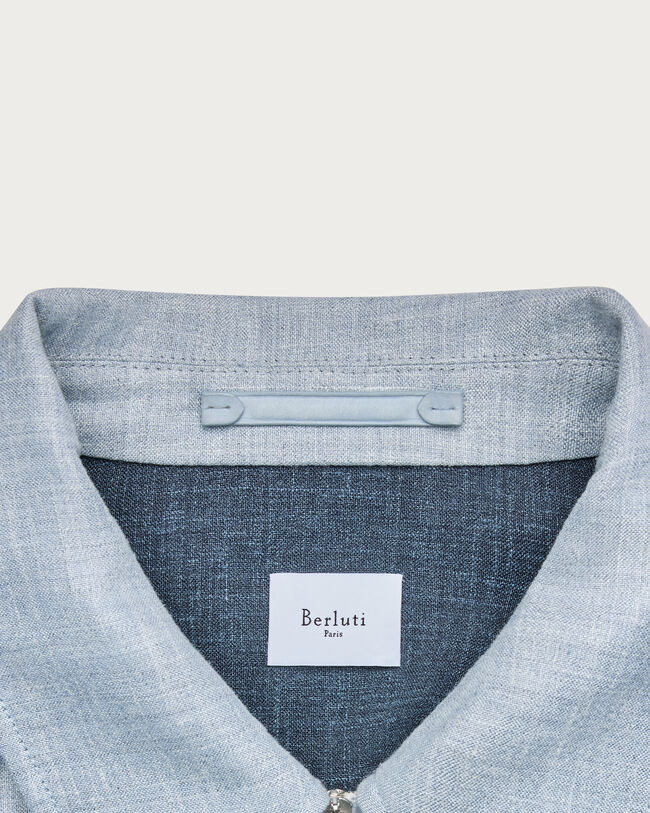 Overshirt Un Jour avec Tirettes en Cuir, Cloudy Blue & Steel Blue, hi-res