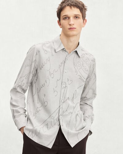 Scritto Pattern Shirt, Beige, hi-res