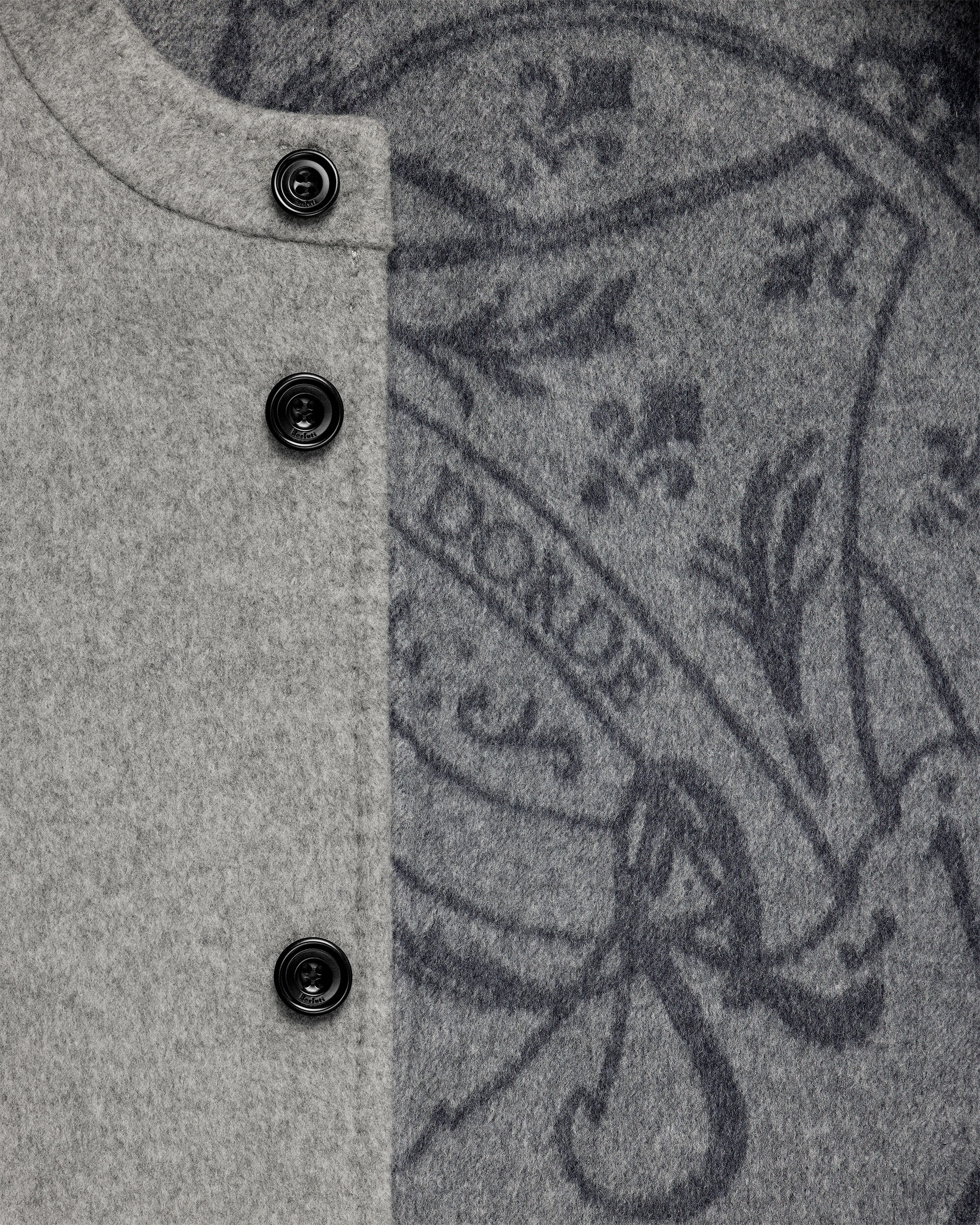 Double Face Foresti&egrave;re Coat with Leather Detail, Grey & Internal Giant Scritto, Image 1