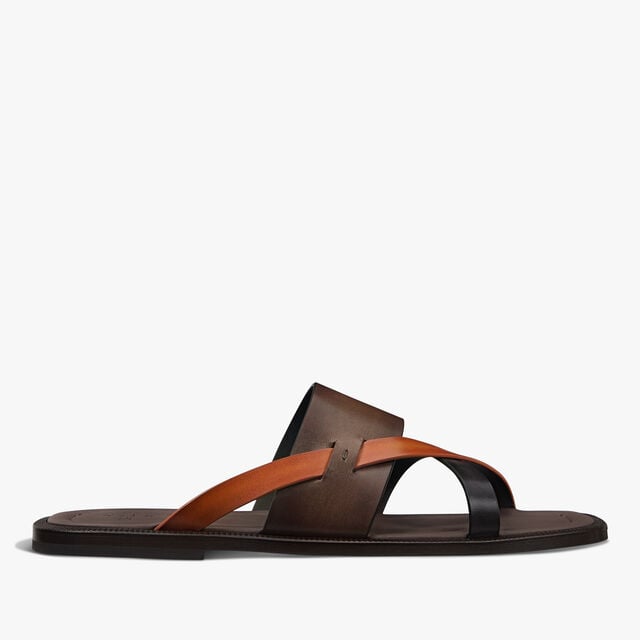 Icaria Venezia Calf Leather Sandal, MARRONE INTENSO + ARANCIO VERM, hi-res 1