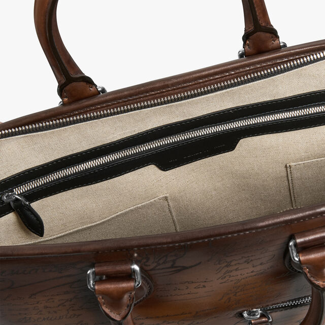 Un Jour Mini Scritto Leather Briefcase, CACAO INTENSO, hi-res 7
