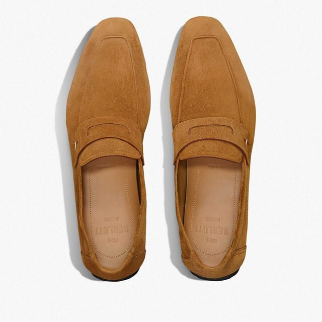 Mocassin Lorenzo Drive En Cuir De Veau Camoscio Scritto, CASTAGNO, hi-res 3