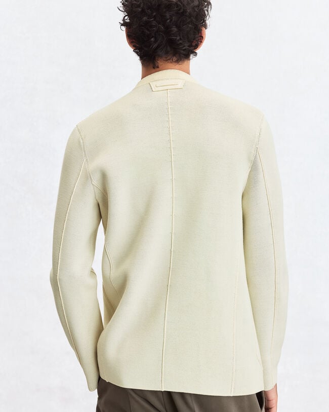 Bicolor Knitted Foresti&egrave;re with Leather Details, Ecru & Kaki, hi-res