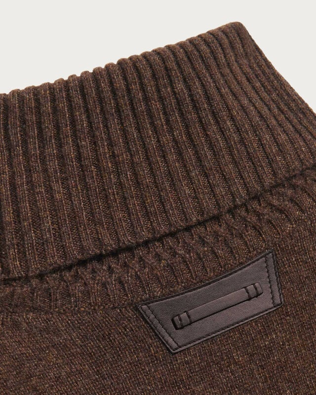 Turtleneck with Leather Detail, Earth Brown, hi-res