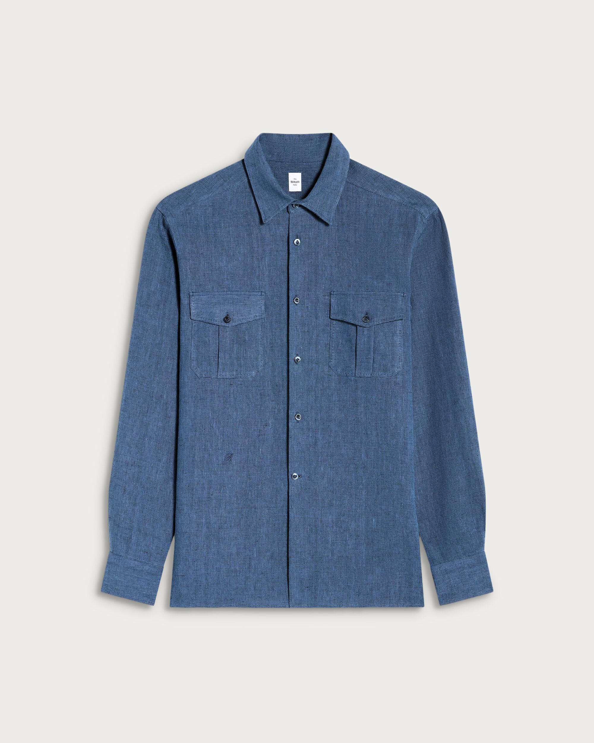 ミリタリー シャンブレー シャツ, Bleu De Smalt, hi-res