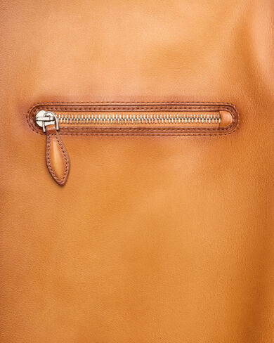 Blouson Un Jour en Cuir Patin&eacute; Aquarelle, Aquarelle Mustard, hi-res