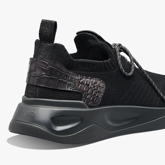 Shadow Cashmere And Alligator Leather Sneaker, BLACK, hi-res 5