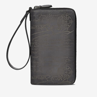 Tali Scritto Leather Long Zipped Wallet, LIGHT ALUMINIO, hi-res