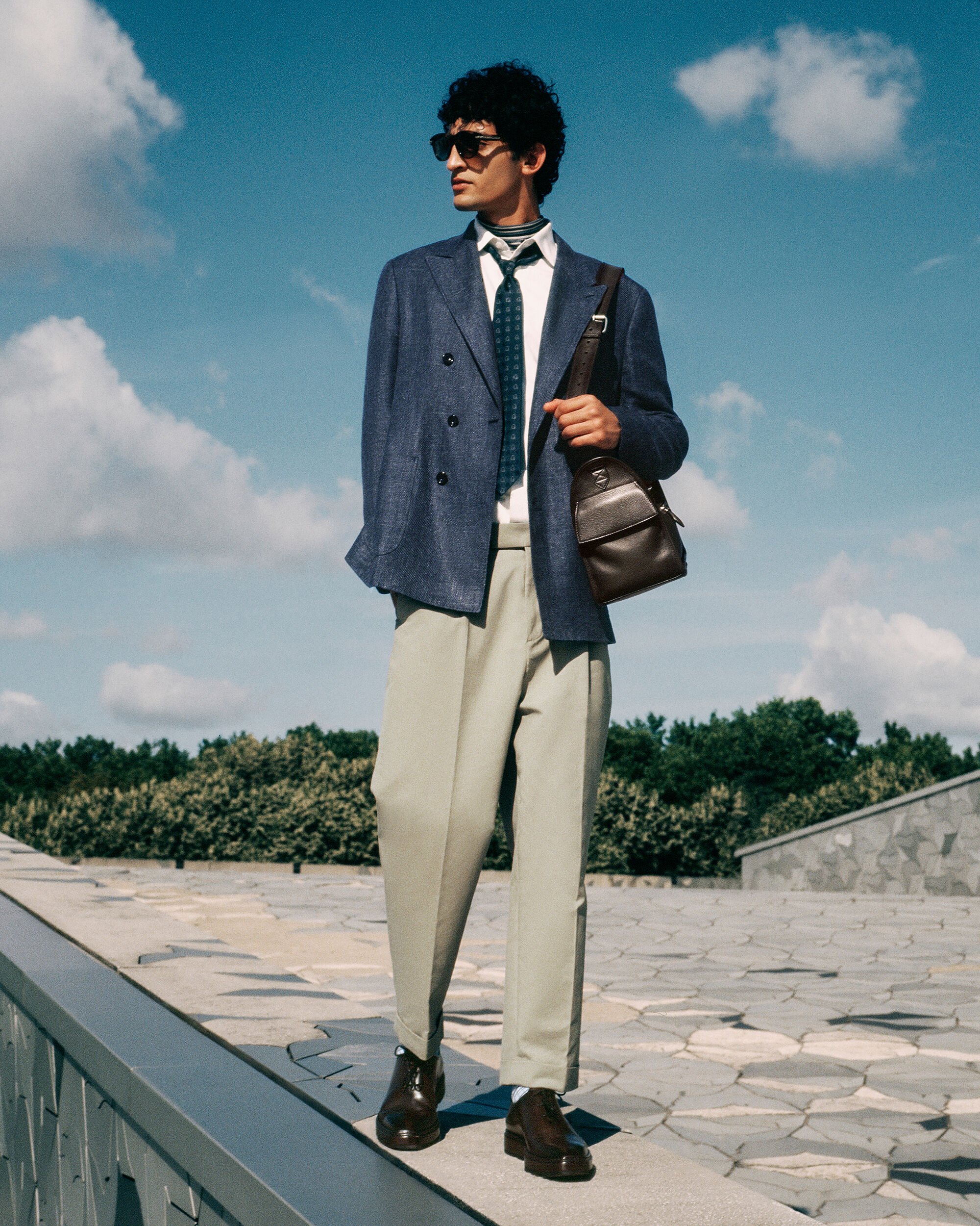 Marcello Jacket with Leather Details, Soladite Blue, hi-res