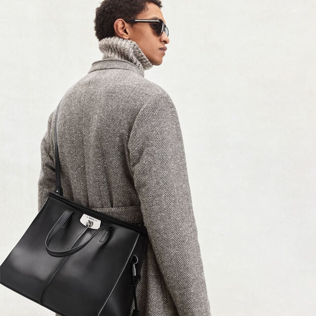 Luti 38 Leather Tote Bag, NERO GRIGIO, hi-res 2