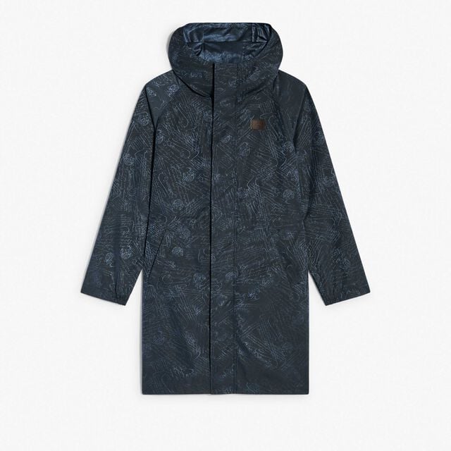 Long Packable Scritto Nylon Parka, WASHED INDIGO, hi-res 1