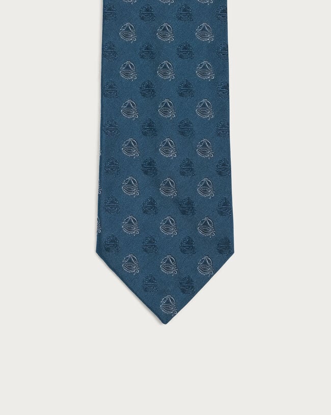 Polka Crest Tie, Cold Night Blue, hi-res