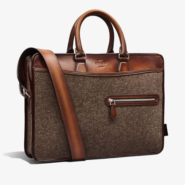 Un Jour Wool Briefcase, MARRONE, hi-res 2