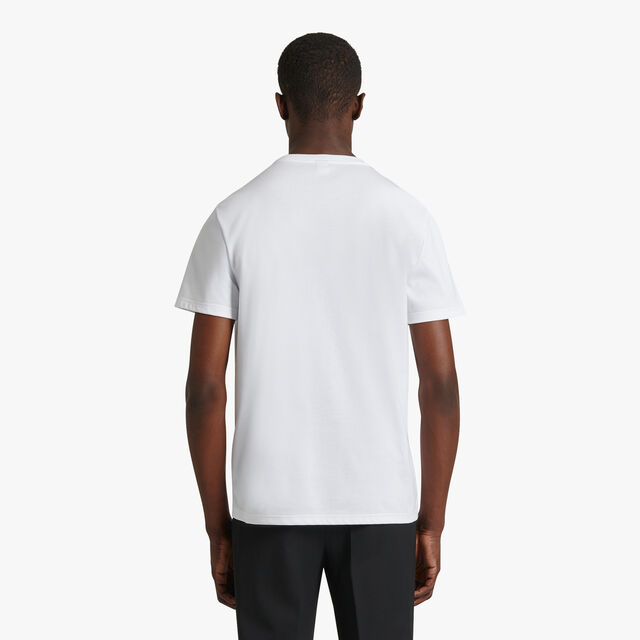 T-Shirt With Leather Detail, BLANC OPTIQUE, hi-res 3