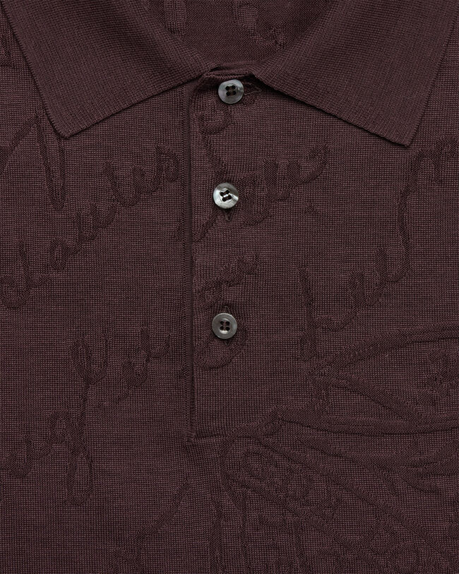 Diagonal Scritto Pattern Polo, Hershey, hi-res