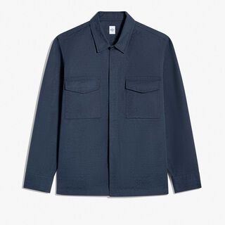 Cotton Scritto Workwear Overshirt, COLD NIGHT BLUE, hi-res