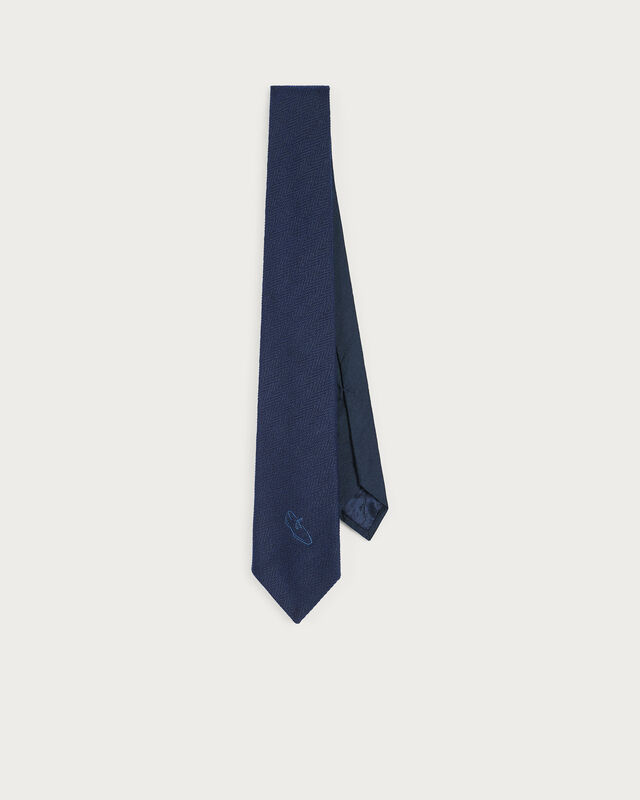 Tie with Alessandro Embroidery, Cold Night Blue, hi-res