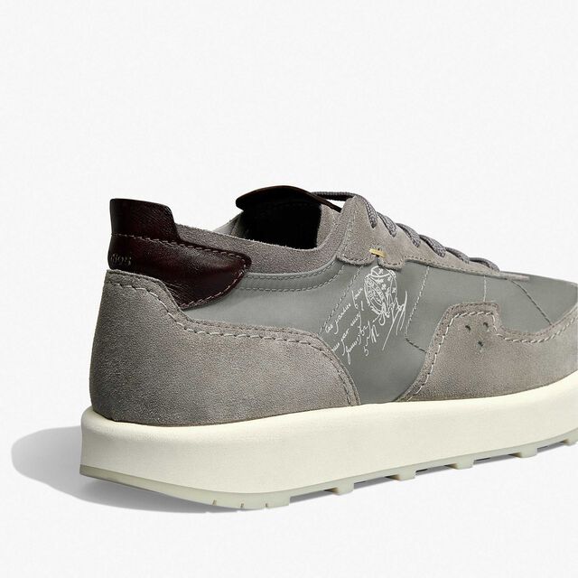 Light Track Suede Calf Leather and Nylon Sneaker, GREY, hi-res 5