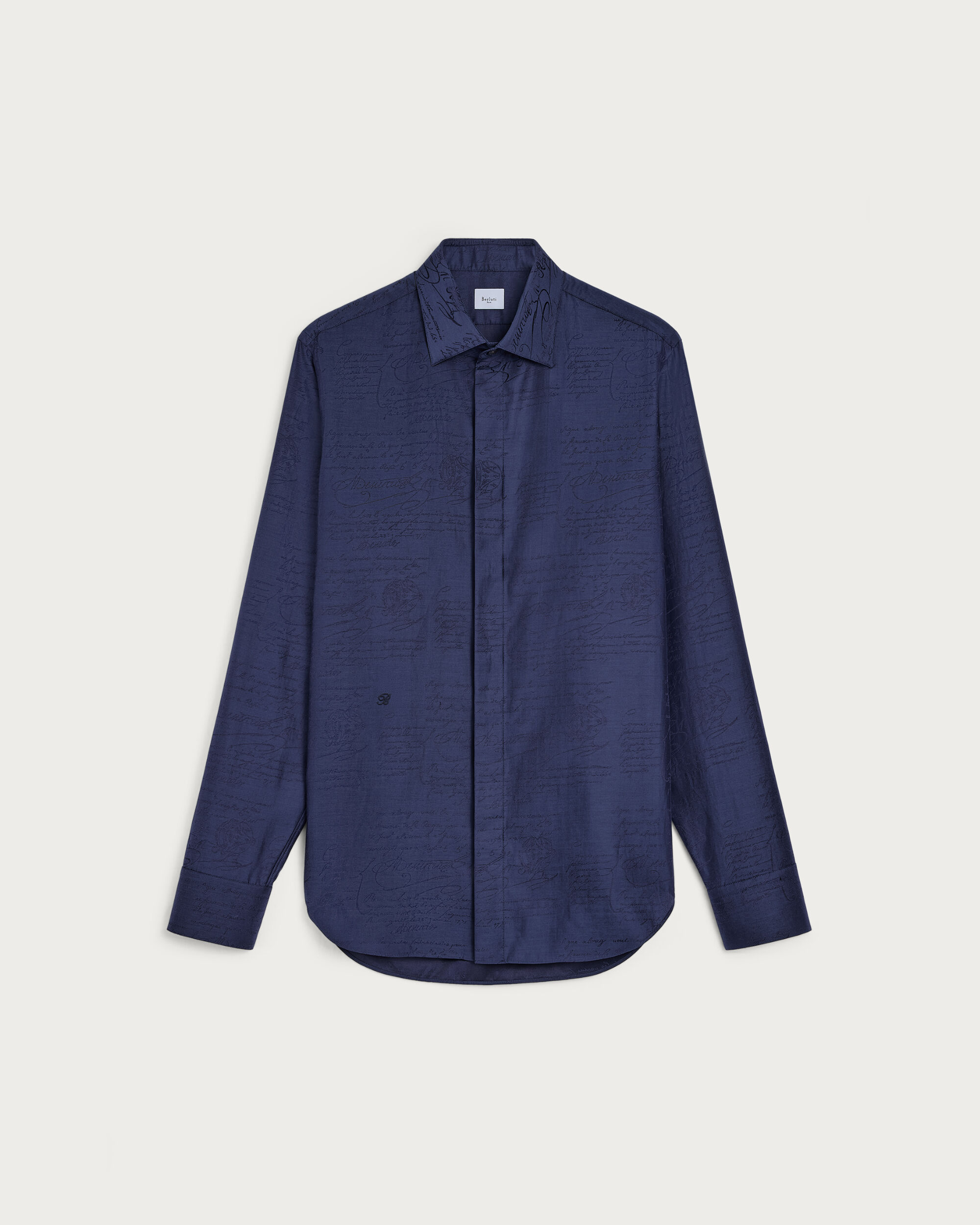 Andy Scritto Pattern Shirt, Blue Indigo, hi-res