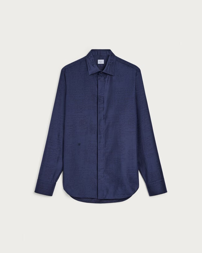 Andy Scritto Pattern Shirt, Blue Indigo, hi-res
