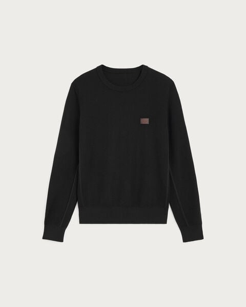 レザーディテール シャドウ クルーネック, Noir, hi-res