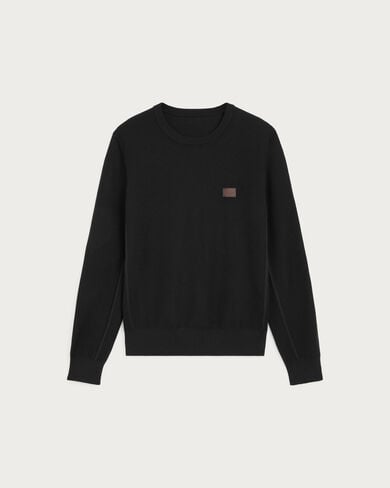 レザーディテール シャドウ クルーネック, Noir, hi-res