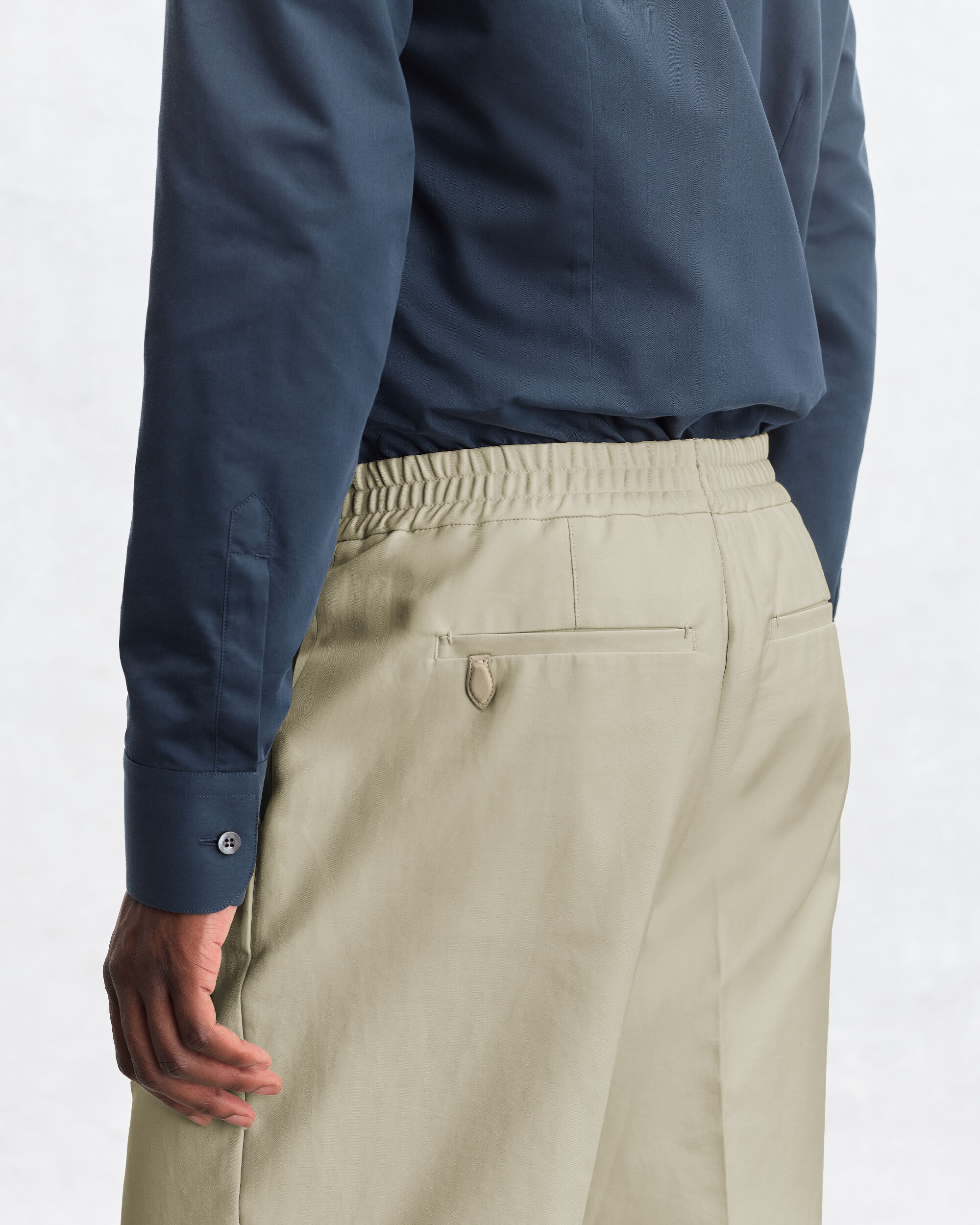 Relaxed Trousers with Leather Detail, Salvia, hi-res
