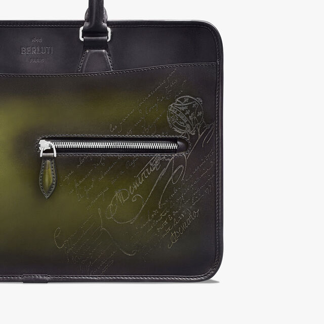 Un Jour Mini Gradiant Scritto Leather Briefcase, NERO GRIGIO + NERO CAVIAR, hi-res 5