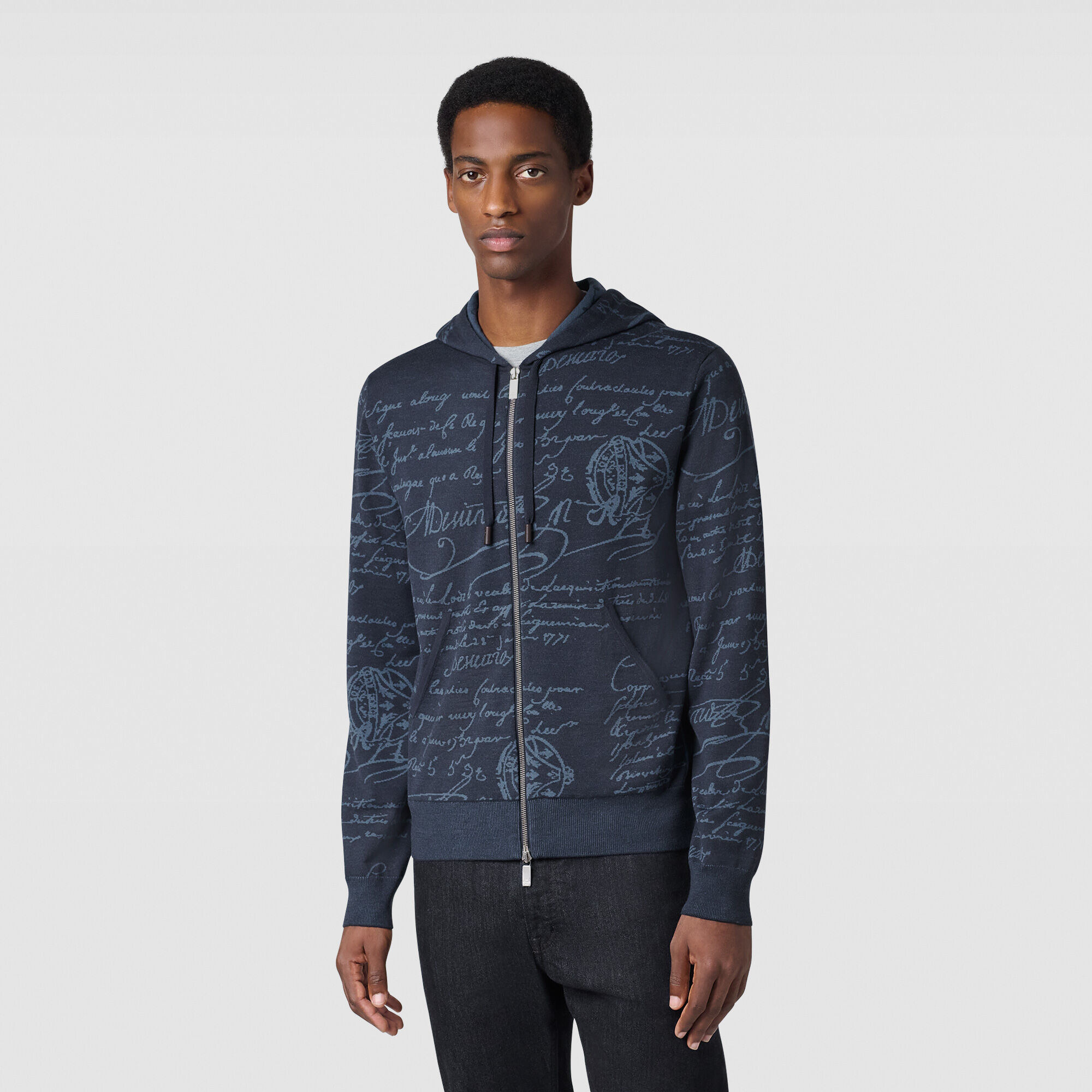 Berluti 24AW SCRITTO ウール ジップアップ パーカー Classic Scritto Zip-up Hoodie | Berluti US