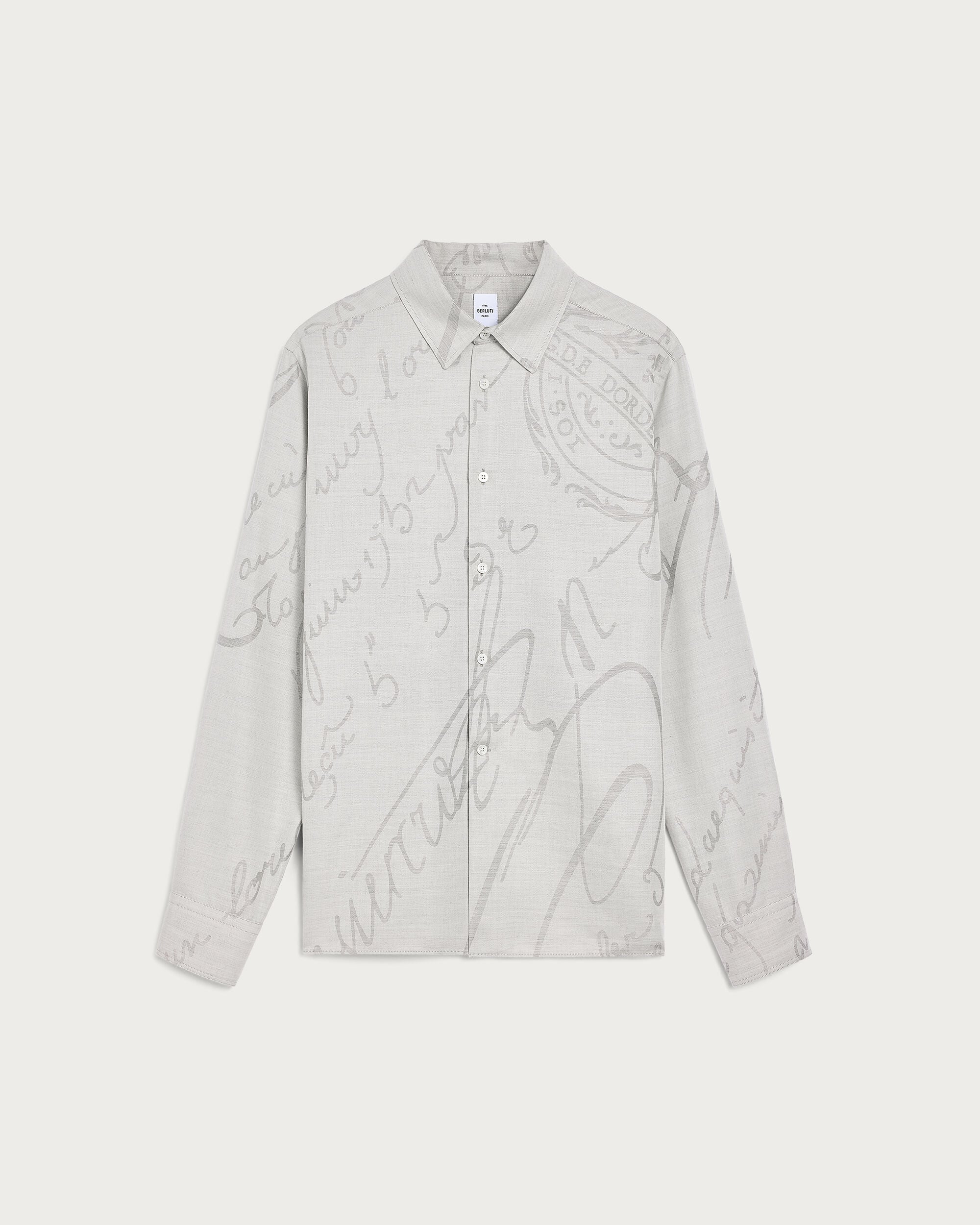 Scritto Pattern Shirt, Beige, hi-res