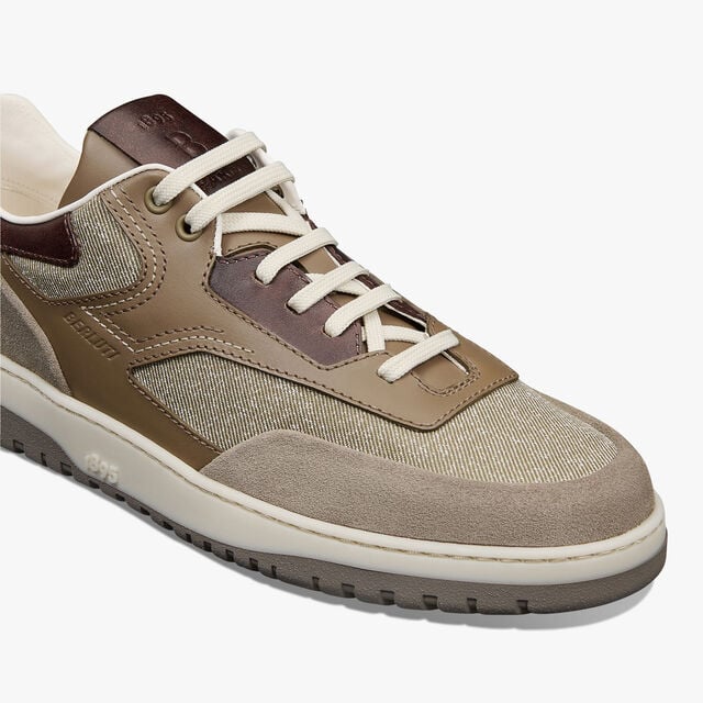 Sneaker Playoff En Cuir De Veau, Cuir De Veau Velours Et Textile, TAUPE, hi-res 5