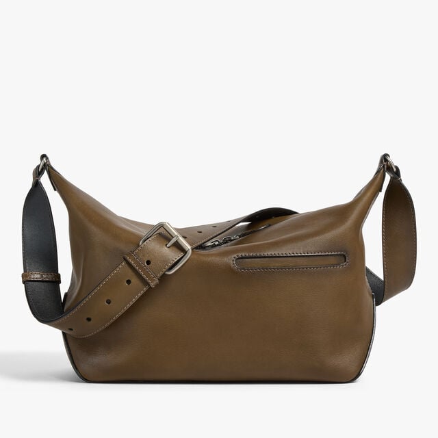 Toujours Soft Zipped Hobo In Leather, DARK KAKI, hi-res 1