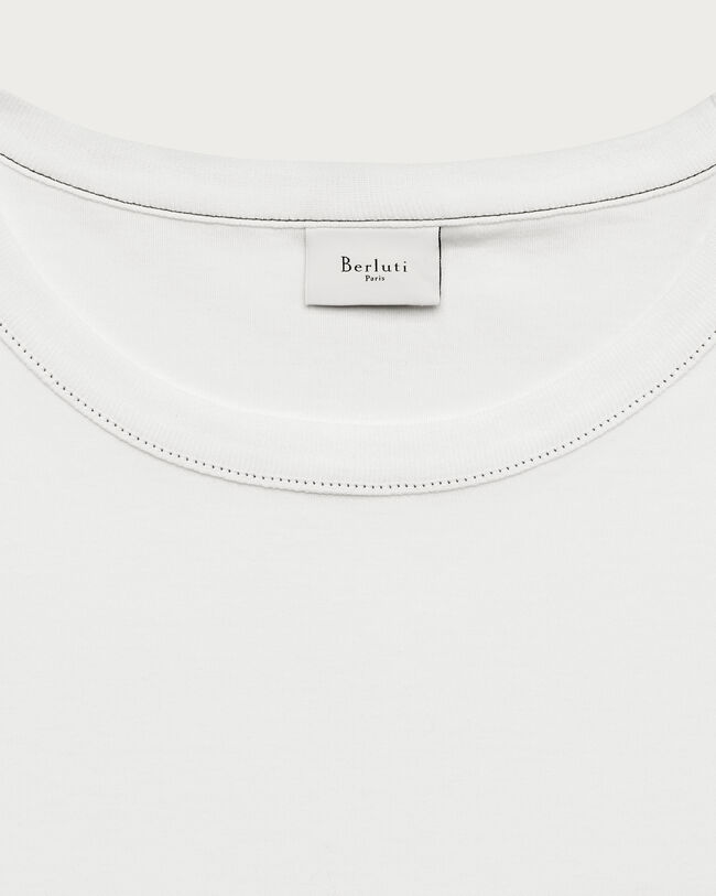 T-shirt with Leather Pocket, Blanc Optique, hi-res