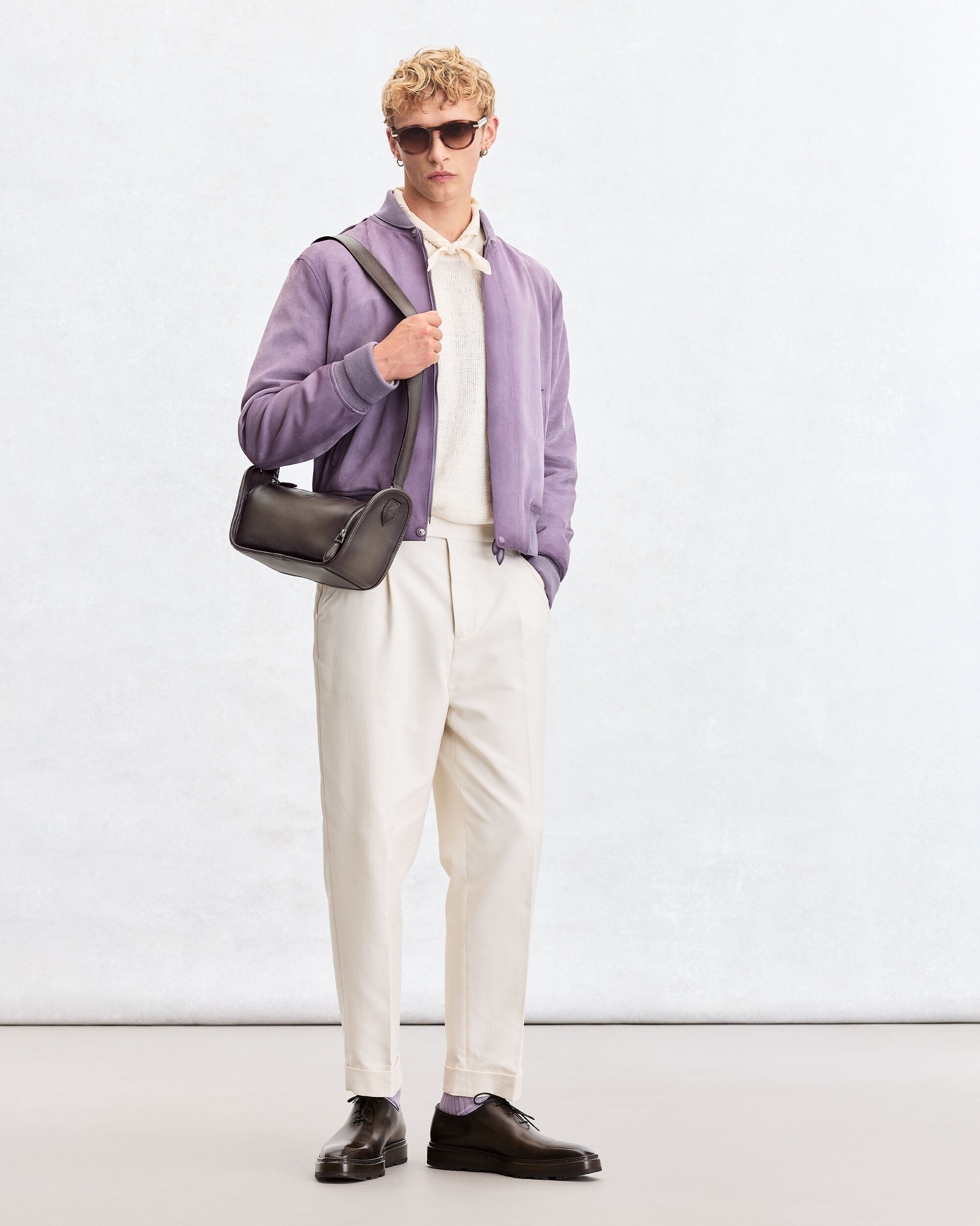 P&eacute;riple Side Zip Messenger, Grey, hi-res