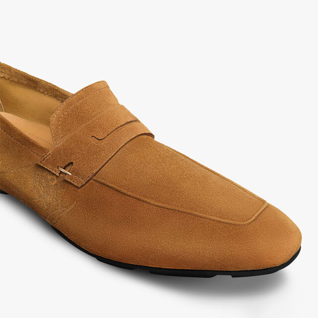 Mocassin Lorenzo Drive En Cuir De Veau Camoscio Scritto, CASTAGNO, hi-res 6