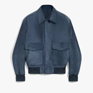 Suede Flight Jacket, DIM BLUE, hi-res