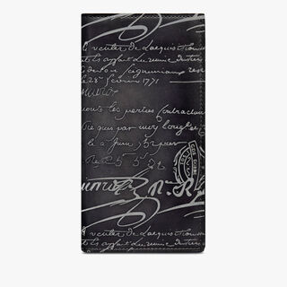 Santal Scritto Leather Long Wallet, NERO GRIGIO + SILVER, hi-res